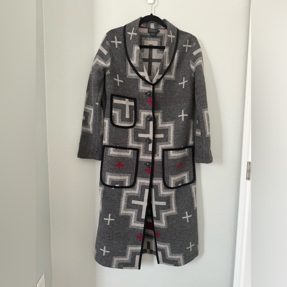 Pendleton San Miguel Jacquard Shawl Collar Duster Trench Coat